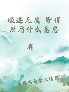 顺遂无虞 皆得所愿什么意思